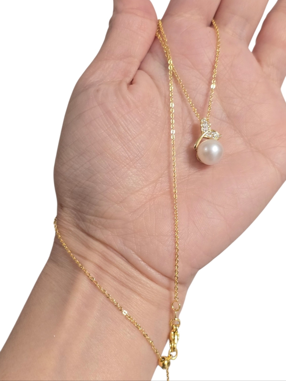 South Sea Pearl Pendant Necklace, Vermeil Setting Size 16